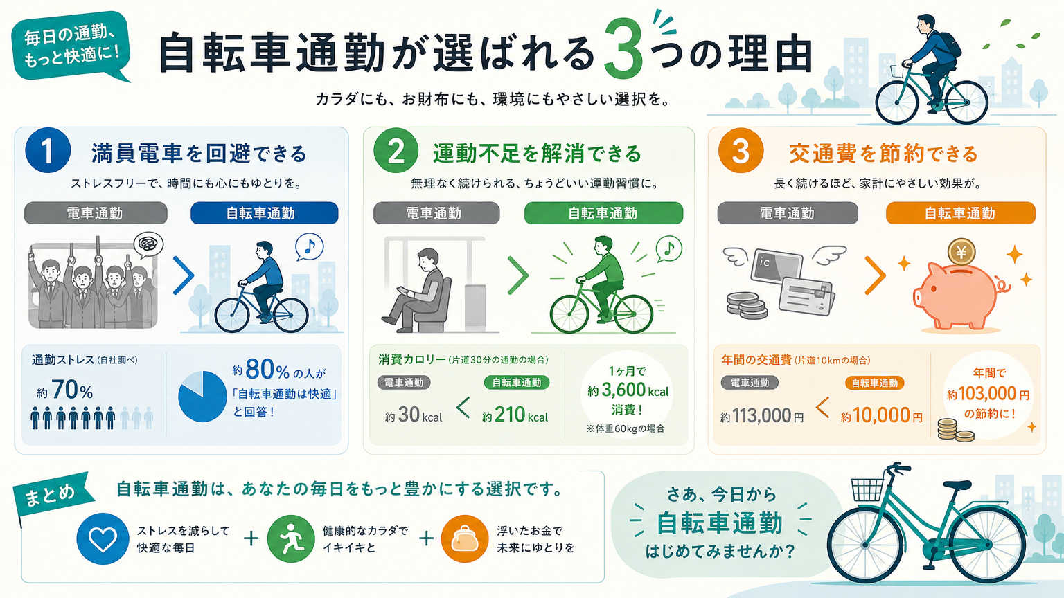 自転車通勤が選ばれる理由